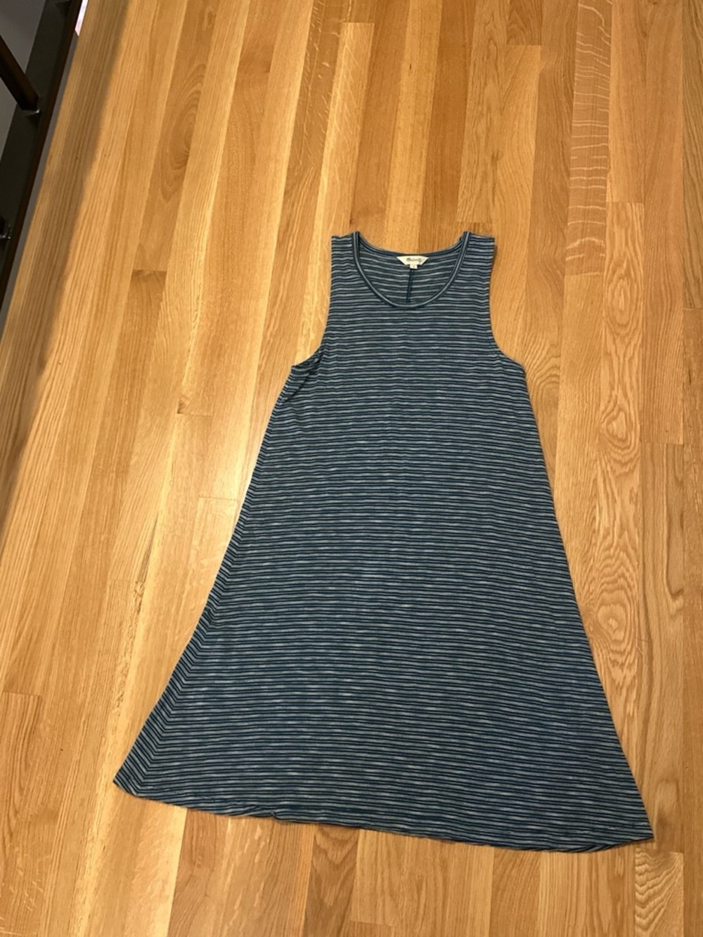 Madewell Navy & White Striped Sleeveless Midi Dress